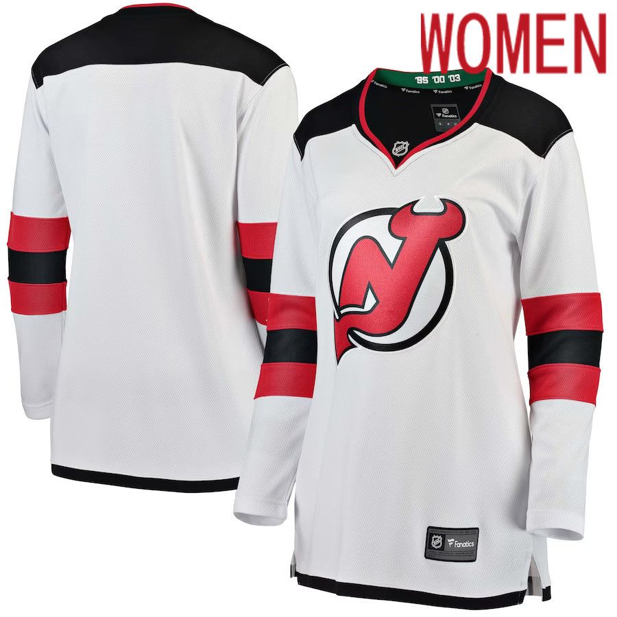 Women New Jersey Devils Fanatics Branded White Away Breakaway NHL Jersey->customized nhl jersey->Custom Jersey